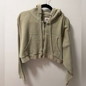 NWT BDG Urban Outfitters Leah Waffle Knit Zip Up Hoodie Sweatshirt